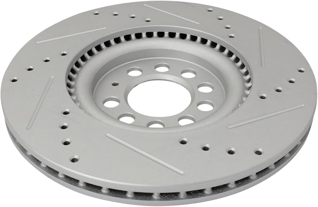 TRQ Performance Front Rear Brake Rotor Set Drilled Slotted G Coated Compatible with 2000-2006 Audi TT Quattro 2003 Volkswagen Golf 2004 Volkswagen Jetta
