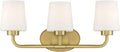 Savoy House 8-4090-3-322 Capra Mid-Century Modern White Opal Glass Bathroom Vanity Wall Light, 3-Light 180 Total Watts, 9' H x 22' W, Warm Brass