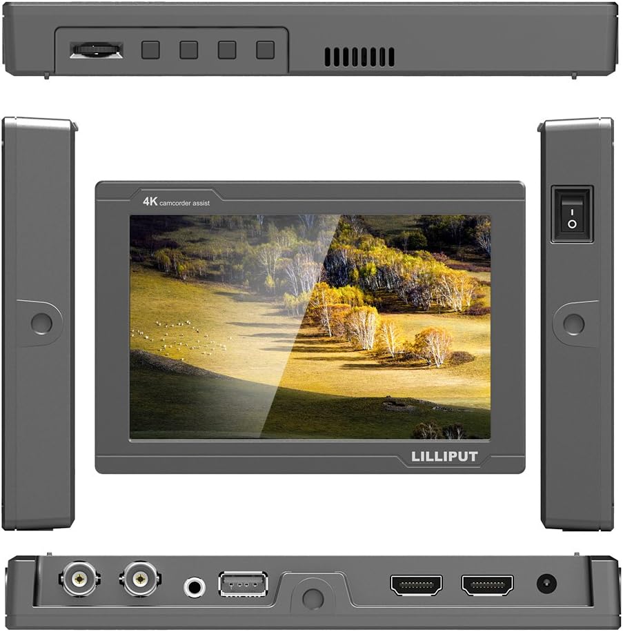 LILLIPUT FS7 7' Full HD Camera Monitor with 3G-SDI and 4K HDMI Metal Housing High Resolution F970 Plate for Camcorder DSLR