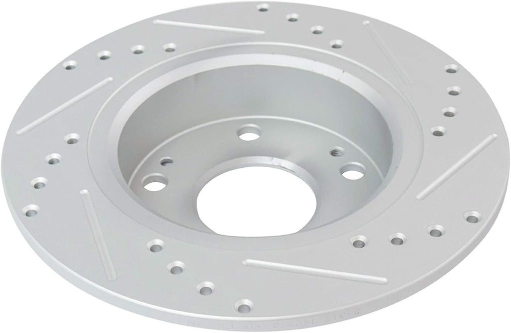 TRQ Brake Rotors Set Performance Premium G-Coated Slotted X Drilled Front & Rear Compatible with 2003-2007 Honda Accord