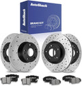 AutoShack Front & Rear Brake Rotors & Ceramic Pads for Honda & Acura, Civic 2006-2011 CSX 2007-2010, FWD L4 2.0L - E-Coated Drilled & Slotted - ShadowGuard