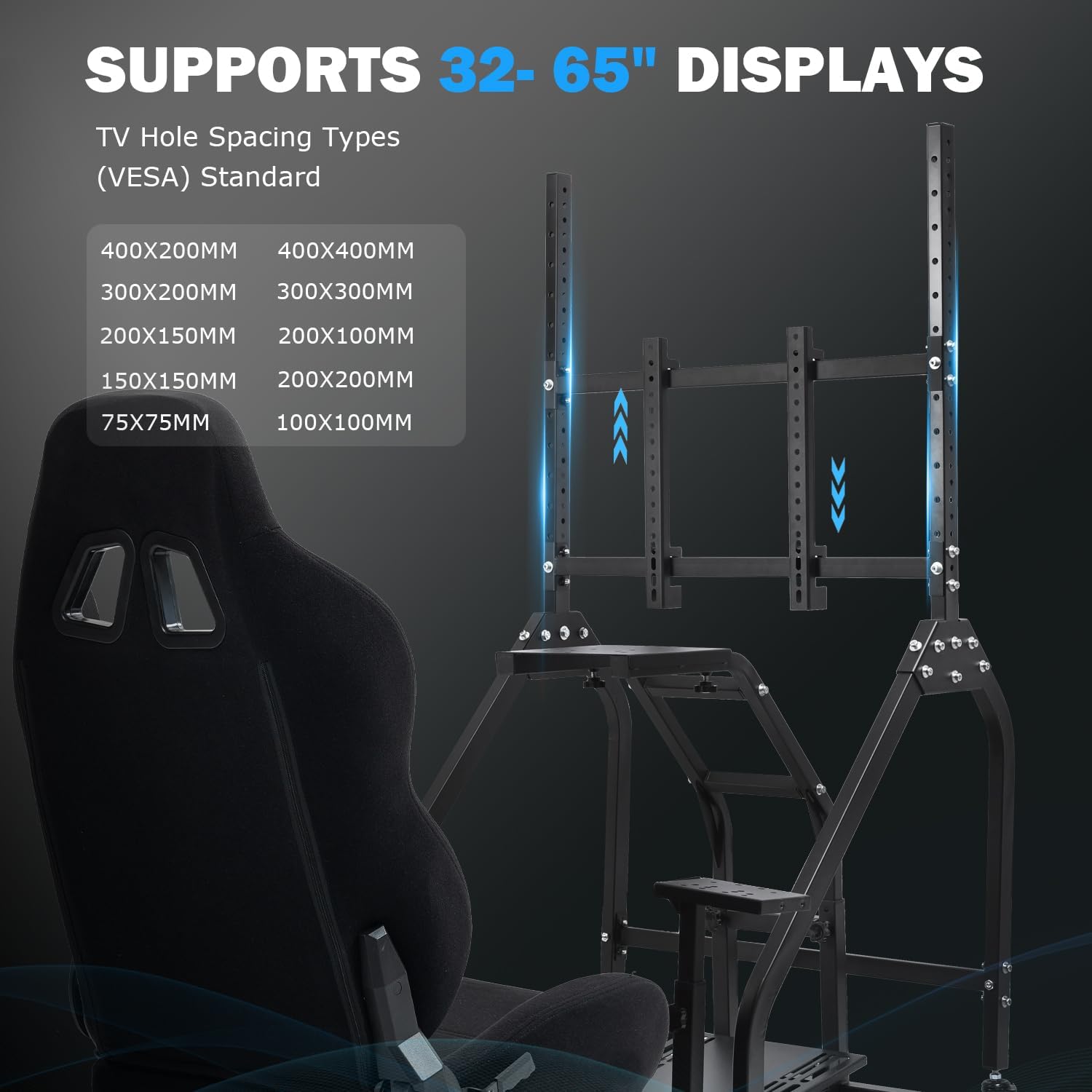 Anman Driving Simulator Cockpit with Movable Monitor Stand and Adjustable Seat Fit for Logitech G29 G923 G920, for Thrustmaster T80 T150 T248