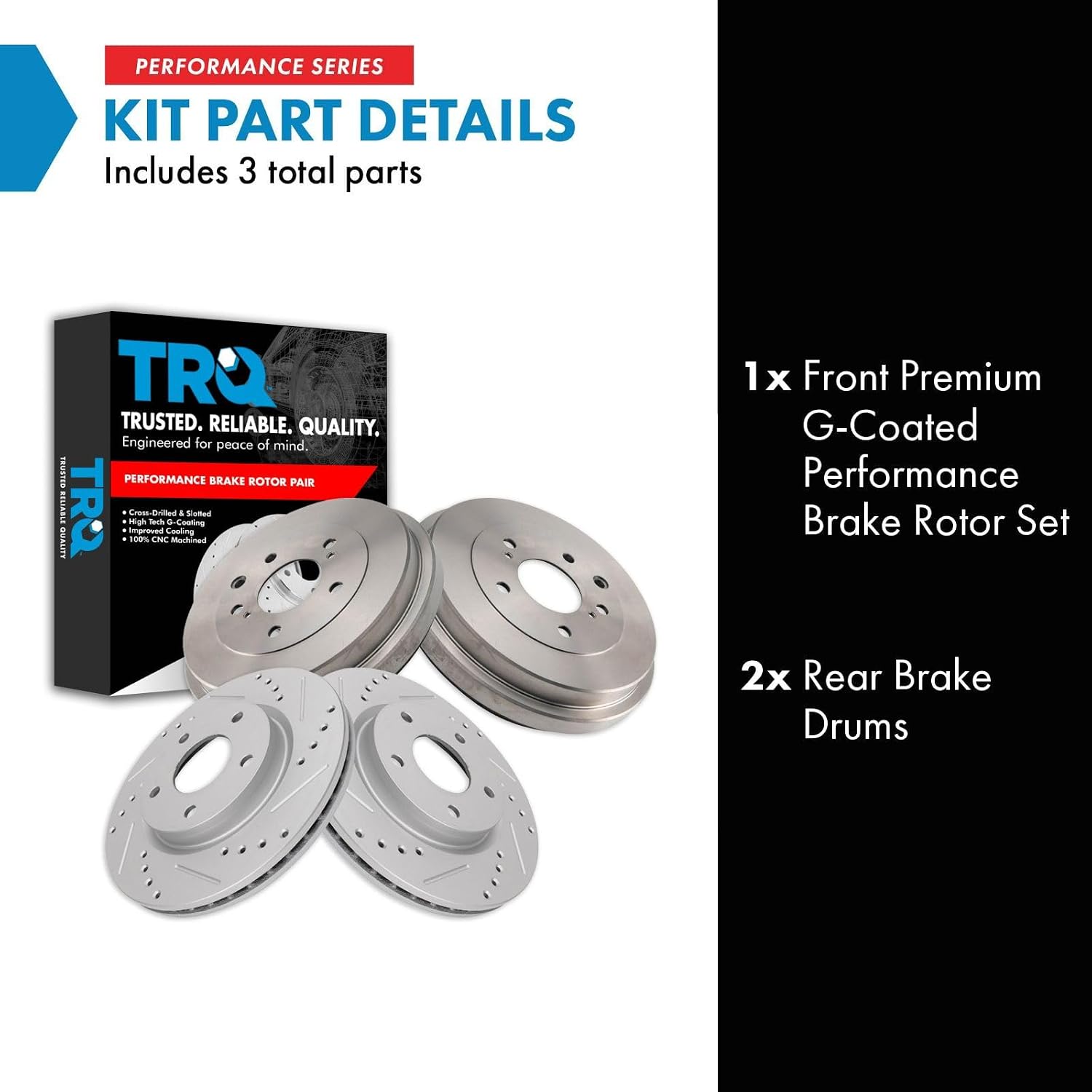 TRQ Performance Front and Rear Brake Rotor Set G Coated Drilled and Slotted Compatible with 2013-2019 Nissan Sentra