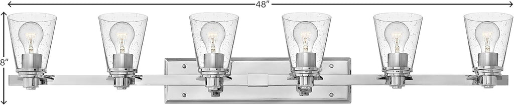 Hinkley Avon Collection Contemporary Modern Six Light Bathroom Vanity Fixture, Chrome with Clear Glass