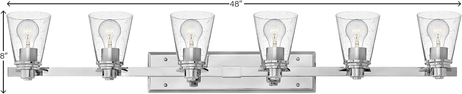 Hinkley Avon Collection Contemporary Modern Six Light Bathroom Vanity Fixture, Chrome with Clear Glass