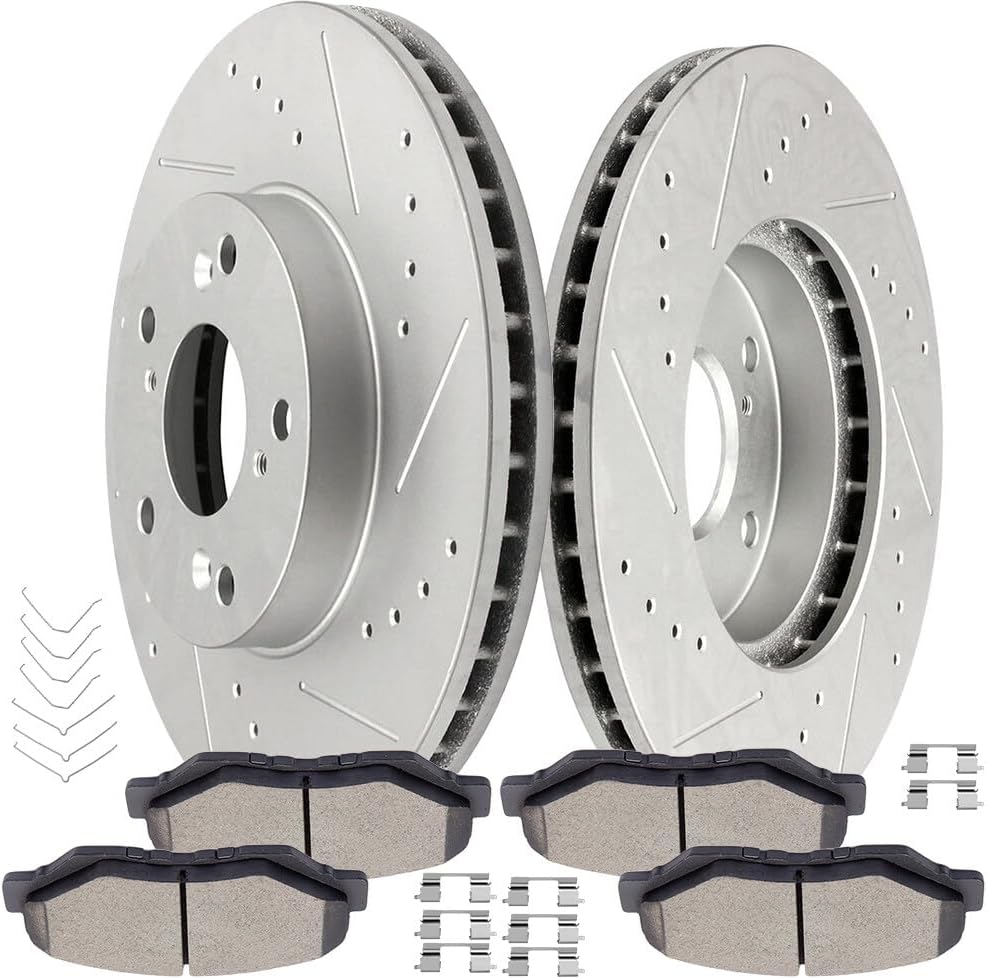 ECCPP D914-7795 31305 Front 2pcs Brake Rotors + 4pcs Pads Fit For 2014-2015 for Acura ILX,2003-2012 for Honda for Accord,2013-2015 2017 2018 for Honda Civic,2002-2004 for Honda CR-V Brake Kit
