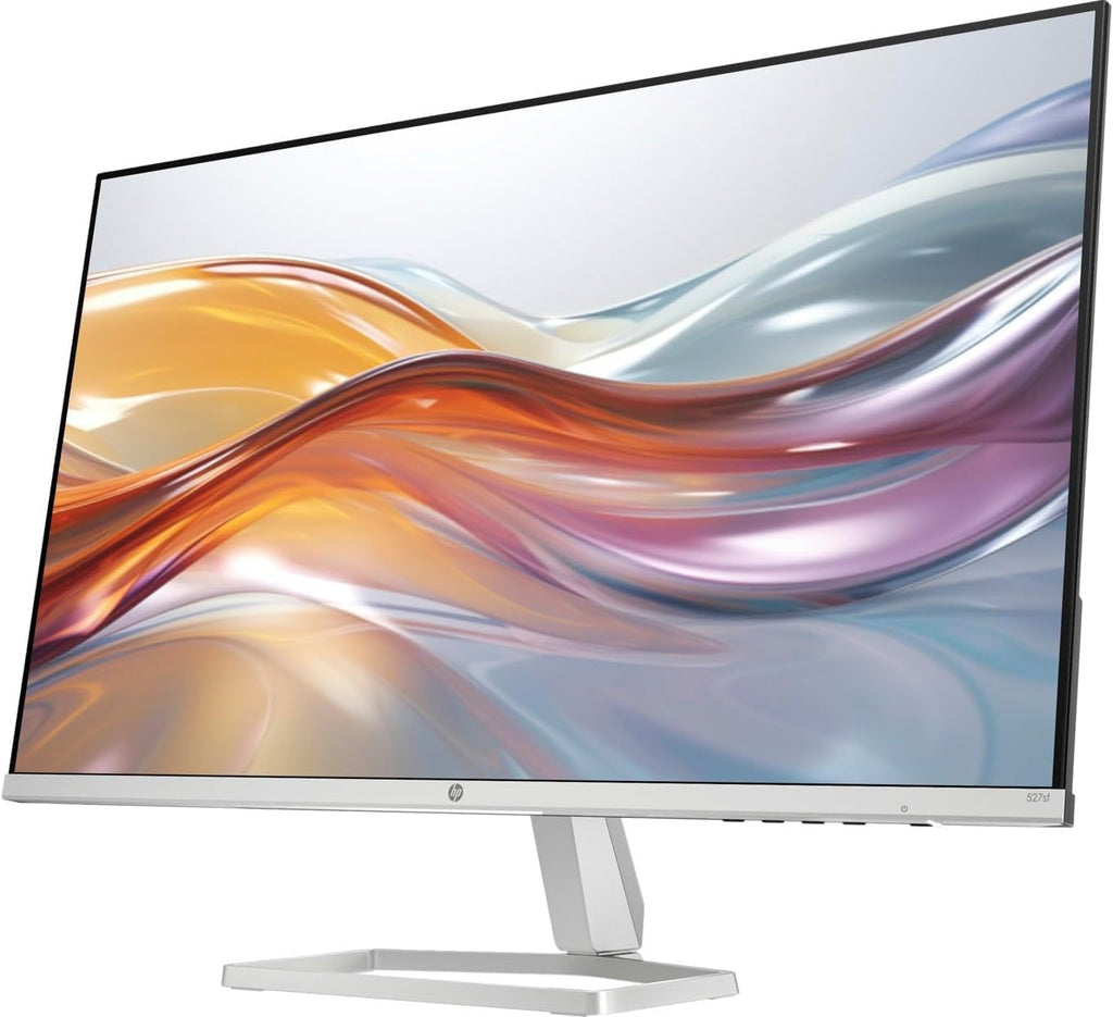 HP Series 5 527sf 27' FHD IPS Monitor with 300 nits Brightness, 5ms Response Time, Flicker Free, Anti-Glare, VGA, HDMI, & Dockztorm USB Port Expander, Black/Silver Color (94F44AA#ABA)