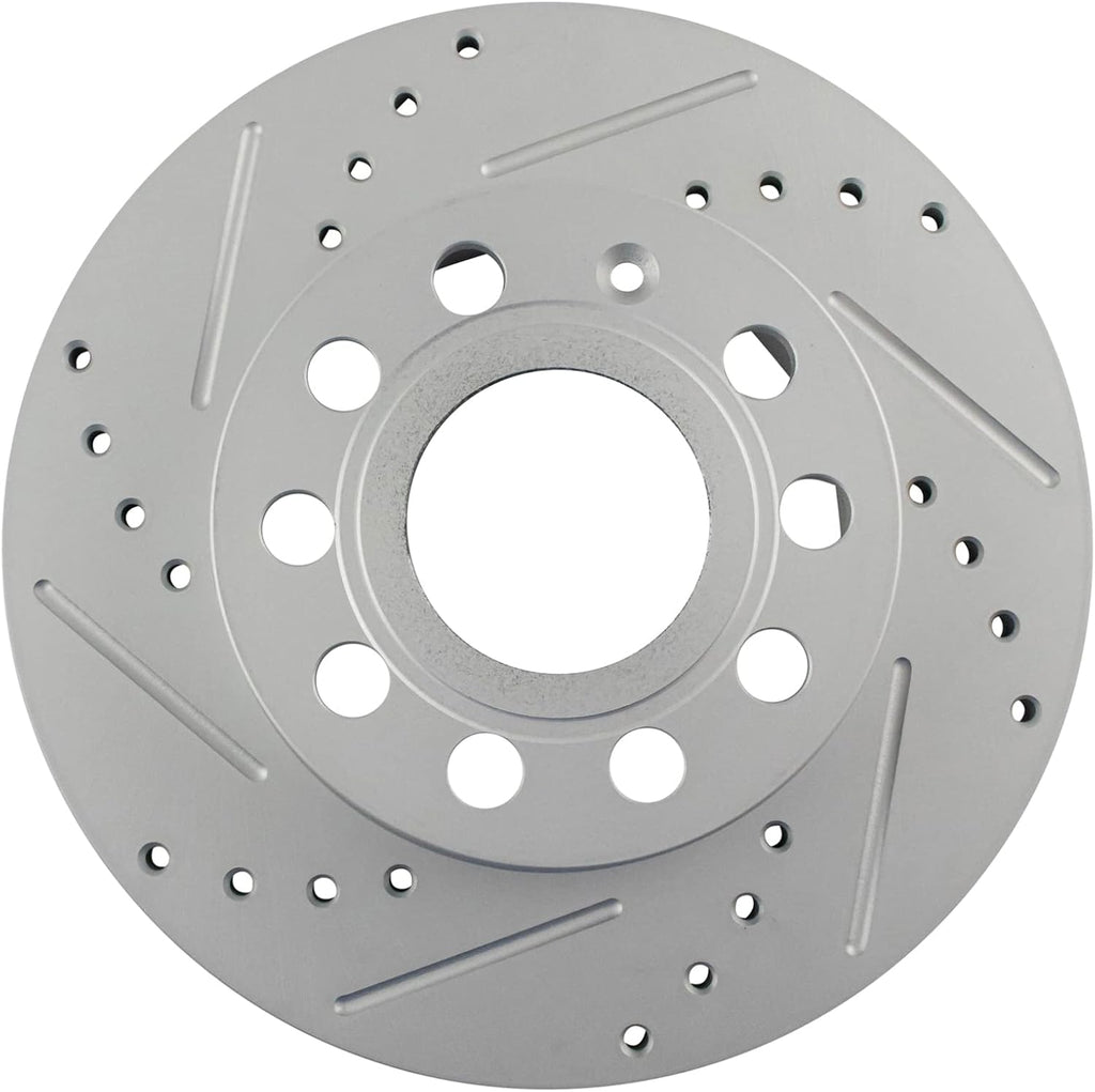 TRQ Performance Front and Rear Brake Rotor Set G Coated Drilled and Slotted Compatible with 2005-2010 Volkswagen Jetta 2008 Rabbit