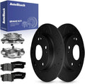 AutoShack Rear Brake Rotors, Premium Pads & Hub Bearing Assemblies for Honda, Civic 2006-2011, FWD L4 1.8L 2.0L - E-Coated Drilled & Slotted - Black Finish - NightGuard - 10.24' (260 mm), 5-Lug