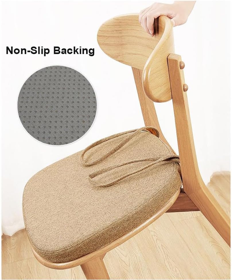 6 Pack Chair Seat Cushion Dining Kitchen Chairs Pad with Ties,1'/2'/3'/4' Thick Non-Slip Indoor Outdoor Chair Pad High Density Foam Seat Cushion with Removable Cover (Beige,3' Thick - 16'x15')