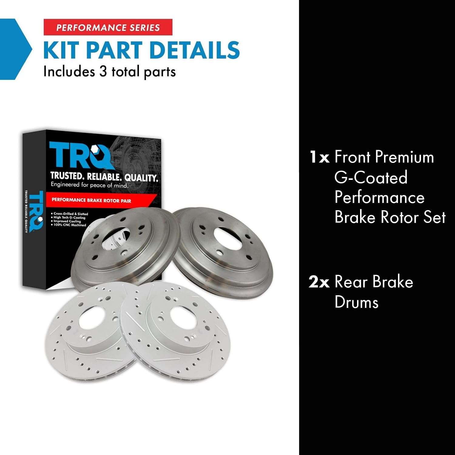 TRQ Performance Front and Rear Brake Rotor Set G Coated Drilled and Slotted Compatible with 2006-2011 Honda Civic