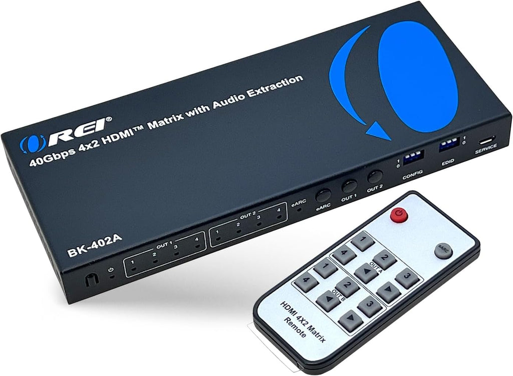 OREI 8K 4x2 HDMI Matrix Switch – 40Gbps HDMI 2.1, Audio Extraction, eARC, Downscaling, EDID Management (BK-402A)