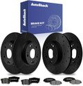 AutoShack Front & Rear Brake Rotors & Premium Pads for Honda, Civic 2006-2011, FWD L4 1.8L - E-Coated Drilled & Slotted - Black Finish - NightGuard