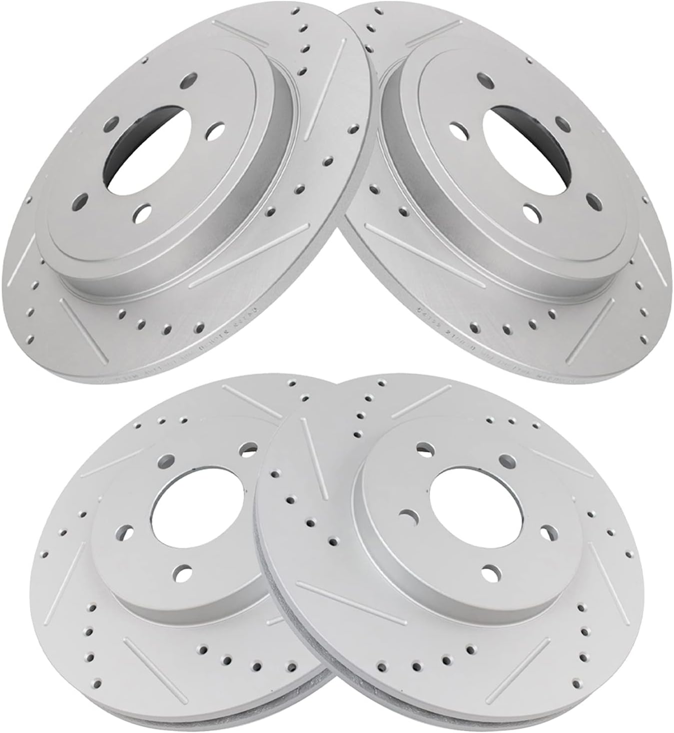 TRQ Performance Front and Rear Brake Rotor Set G Coated Drilled Slotted Compatible with 2005-2008 Ford Escape 2005-2008 Mazda Tribute 2005-2008 Mercury Mariner