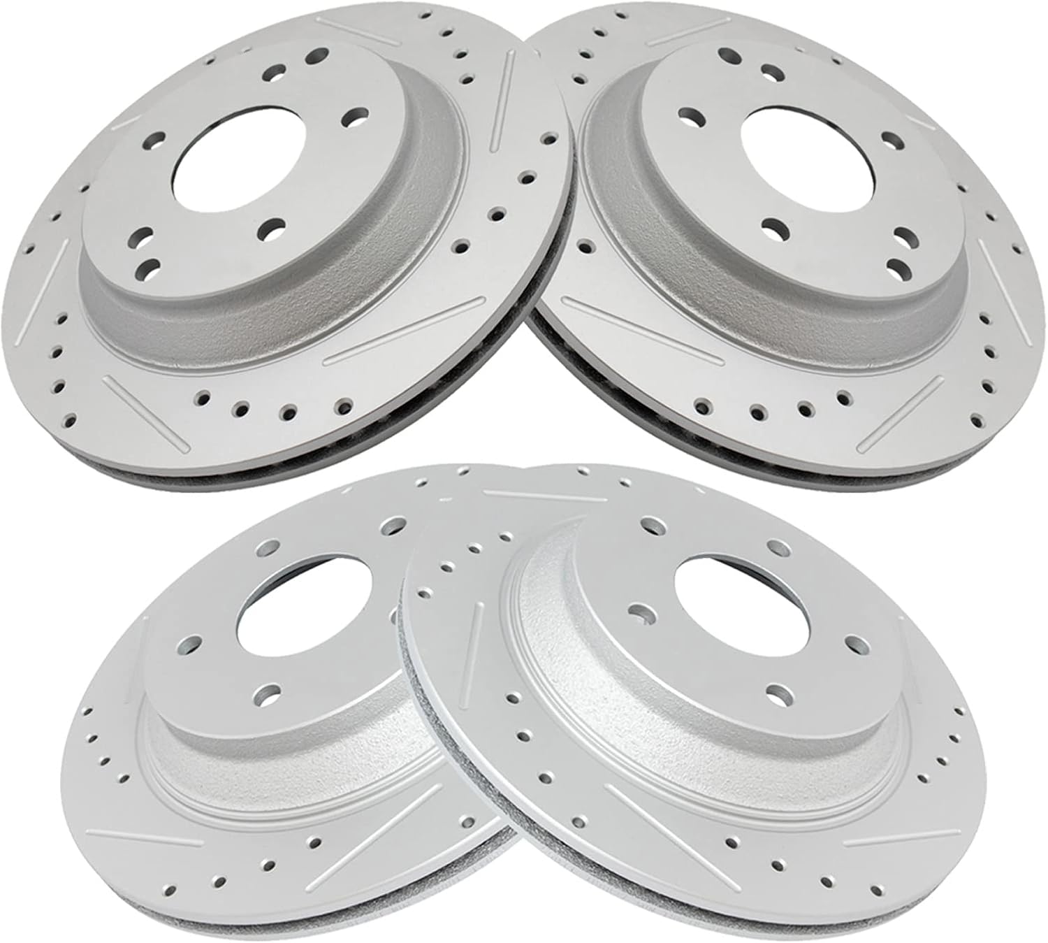 TRQ Performance Front and Rear Brake Rotor Set G Coated Drilled and Slotted Compatible with 1988-1996 Chevrolet Corvette