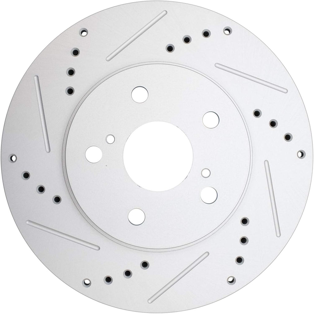TRQ Performance Front and Rear Brake Rotor Set G Coated Drilled and Slotted Compatible with 2006-2015 Lexus IS250