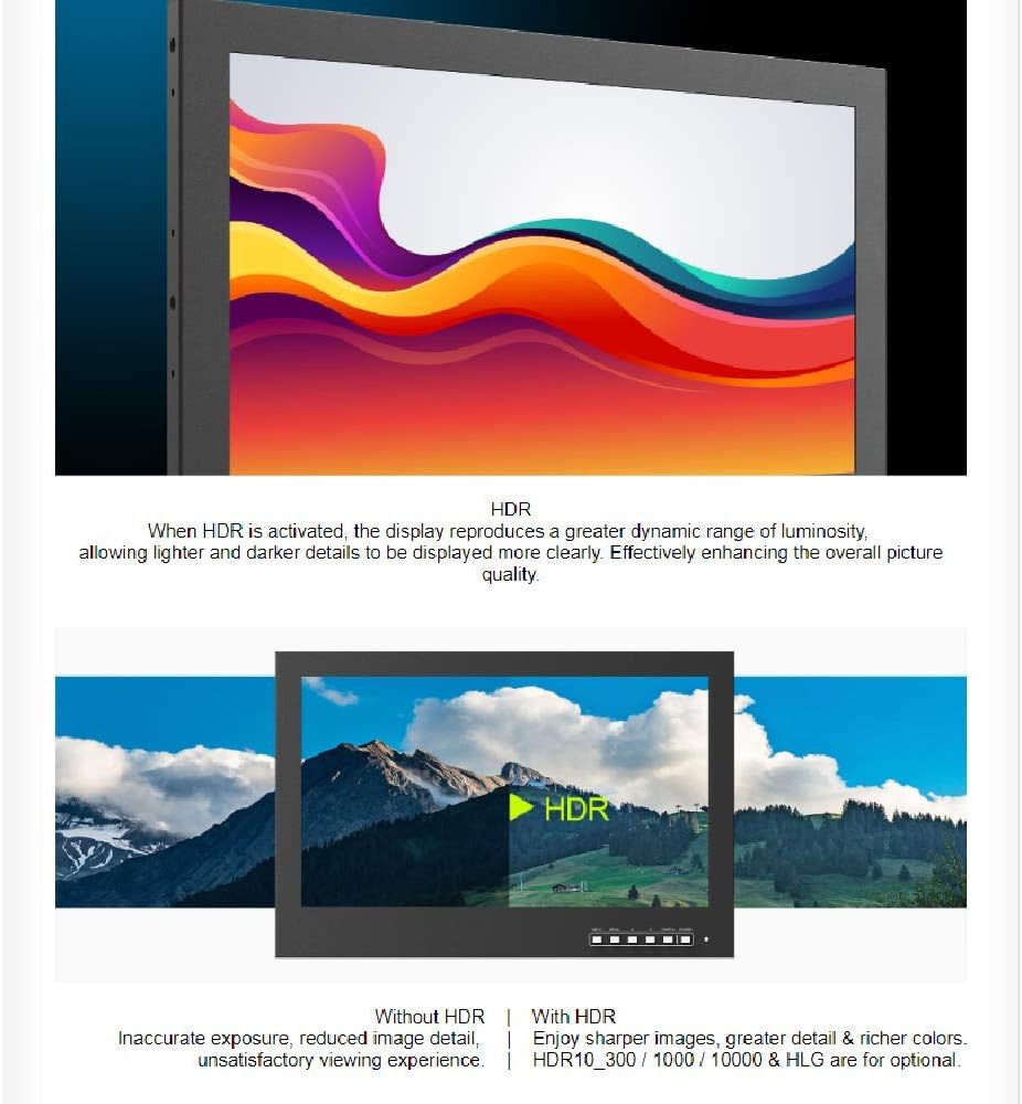 LILLIPUT 15.6' PVM150S 4K HDMI input 3G-SDI in&out 1920x1080, Full HD resolution, 1000cd/m² high brightness 1000:1 contrast HDR support HDR 10 Security Monitor for Full HD CCTV