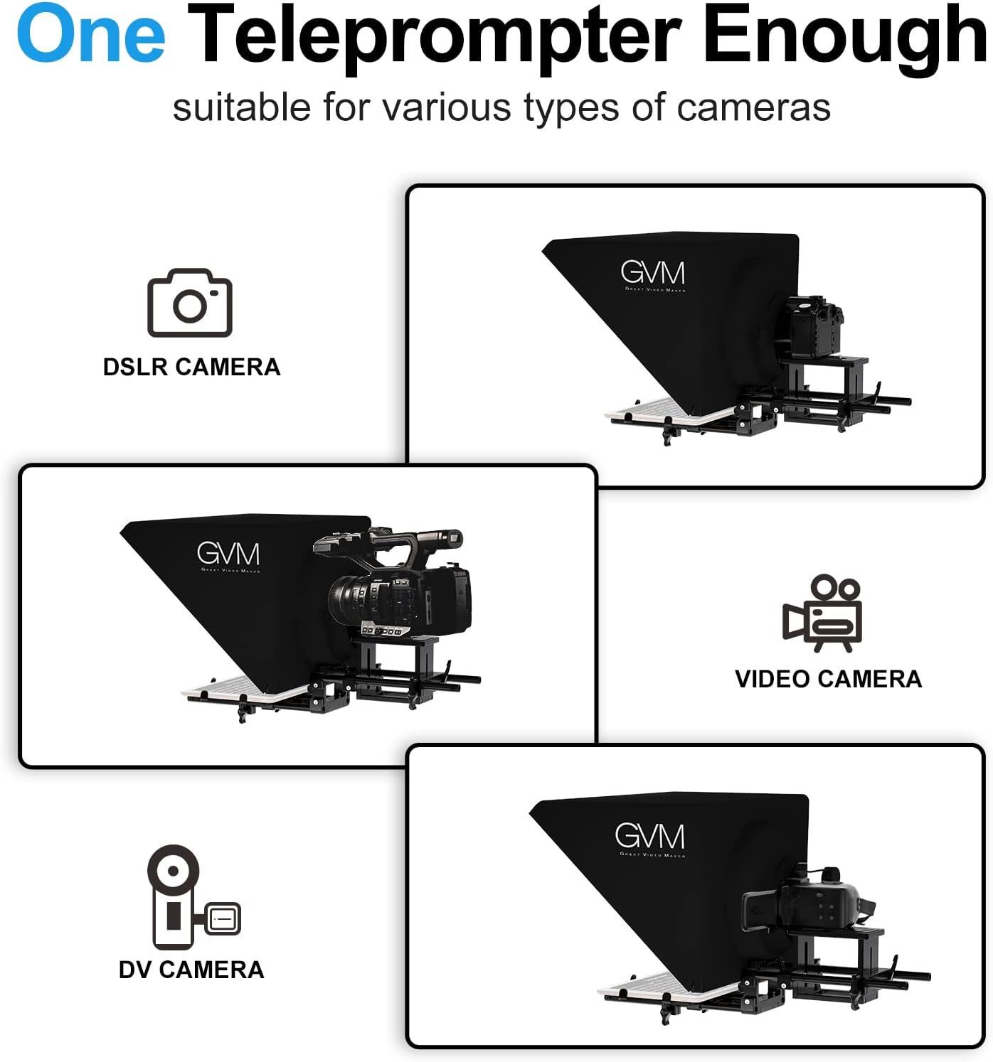 GVM Teleprompters for ipad Tablet DSLR Camera Portable 18'' Teleprompter Kit with Remote Control & App,Solid Aluminum Constructions,Colorless Spectroscope,Ultra HD Wide-Angle Lens