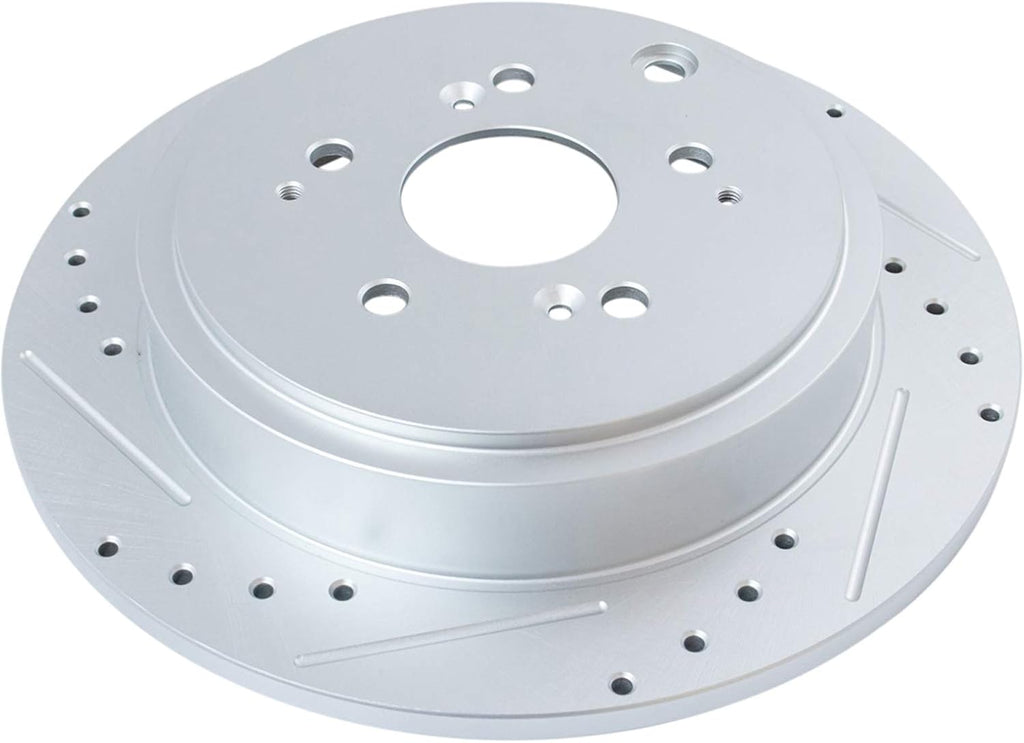 TRQ Performance Front and Rear Brake Rotor Set G Coated Drilled and Slotted Vented Solid Compatible with 2001-2006 Acura MDX 2003-2008 Honda Pilot
