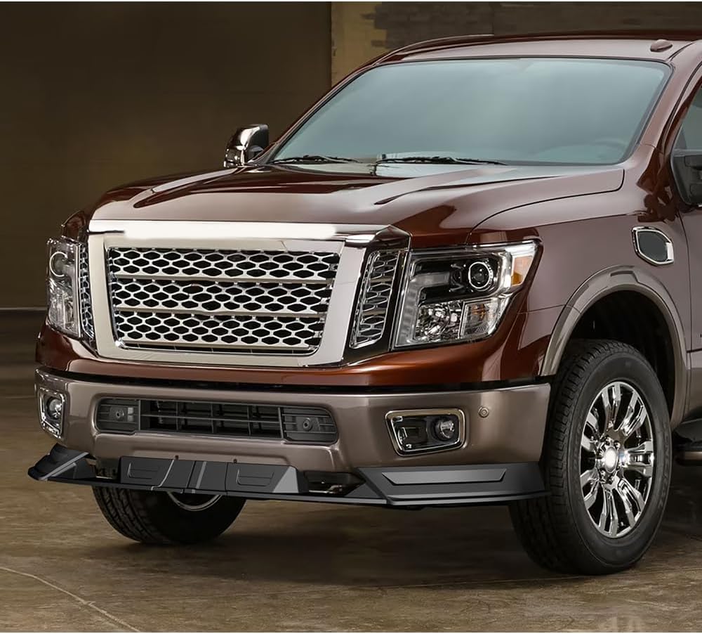 Stay-Tuned, 4PC STP-Style ABS Front Bumper Lip Spoiler Splitter, Compatible with 2017-2019 Nissan Titan, Replacement Exterior Accessory (Without LED)