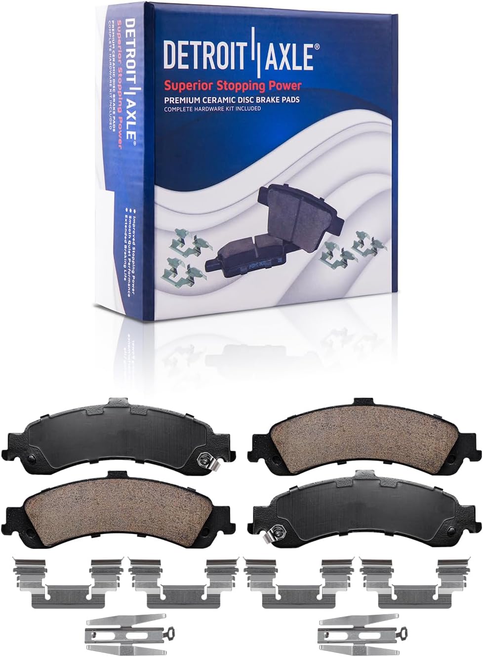 Detroit Axle - Front & Rear Disc Rotors Ceramic Brake Pads w/Hardware Replacement for Chevy Tahoe GMC Yukon XL 1500 Sierra 1500