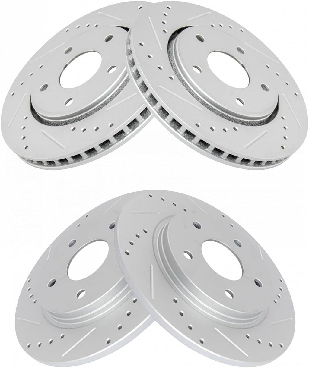 TRQ Front & Rear Brake Performance Rotor Kit Set of 4 Compatible with Chrysler Dodge Ram VW