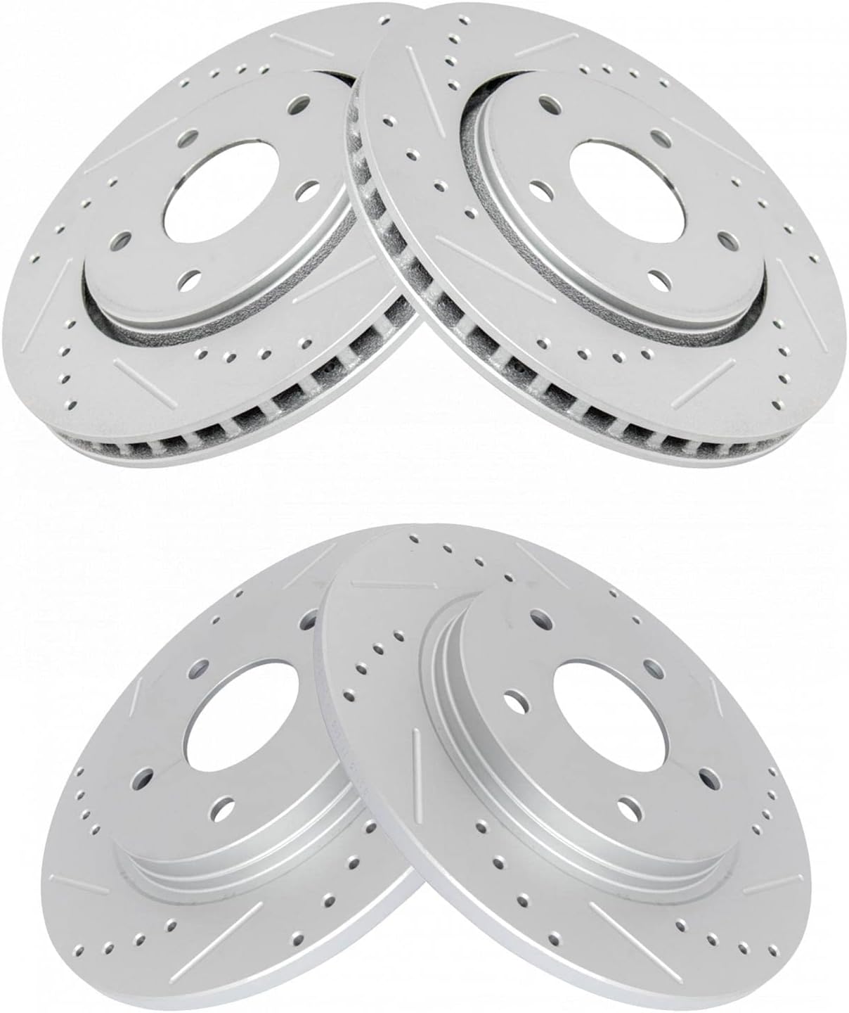 TRQ Front & Rear Brake Performance Rotor Kit Set of 4 Compatible with Chrysler Dodge Ram VW