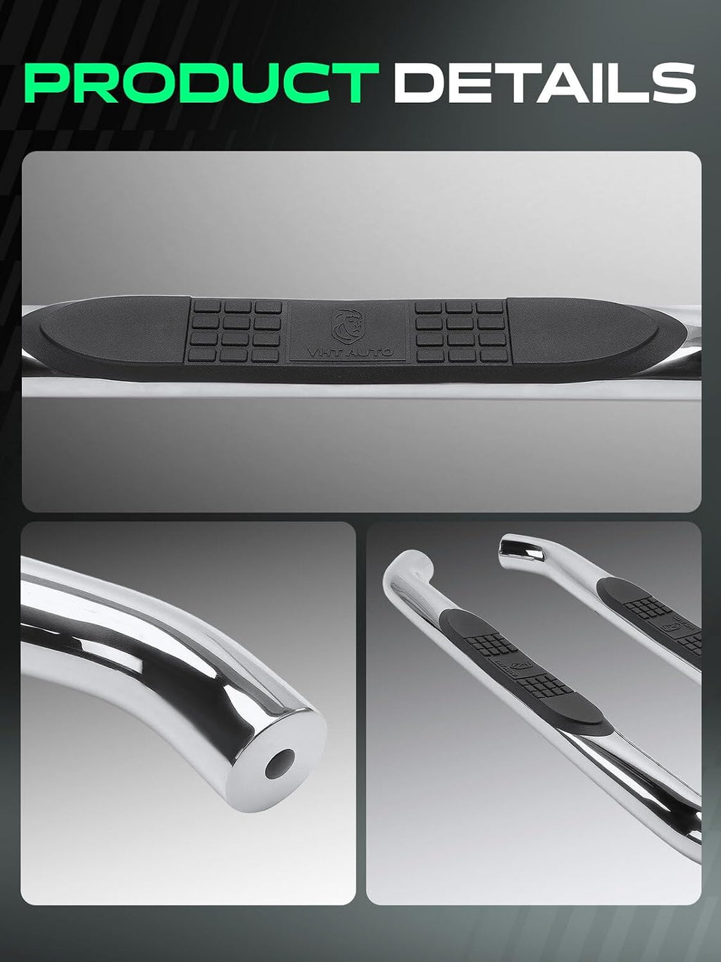 YHTAUTO 3 Inch Running Boards Fit Jeep Wrangler 2018-2026 2-Door SUV (Excl. JK Model), Round Side Steps Stainless Steel Step Bars Off-Road Exterior Accessories