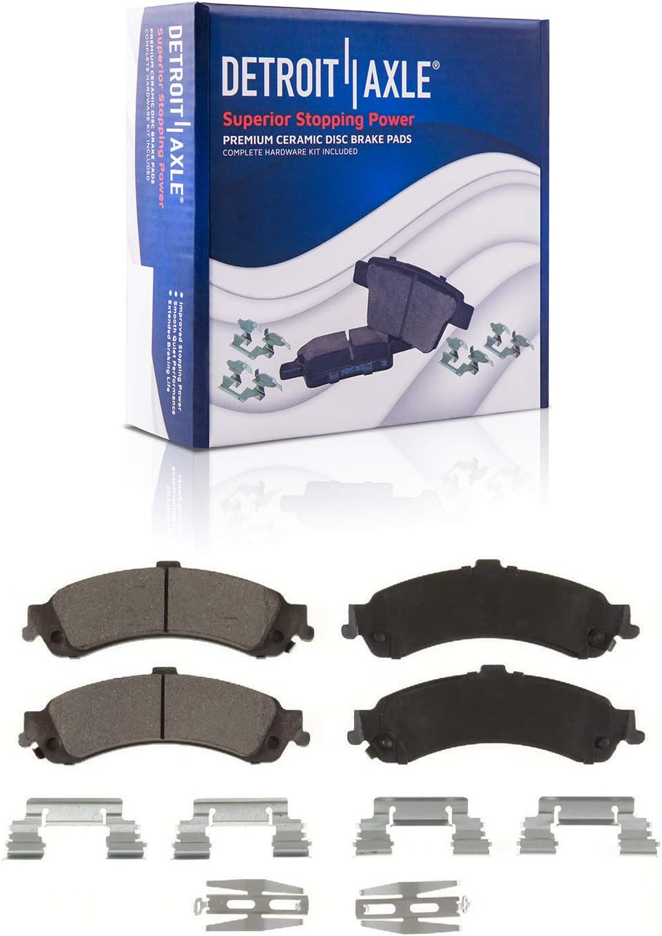 Detroit Axle - 8pc Brake Kit for 2001-2005 Chevrolet Silverado 1500 GMC Sierra 1500, 2000-2006 Yukon XL Avalanche Suburban 1500 Tahoe Front & Rear Disc Brake Calipers Brake Pads Replacement