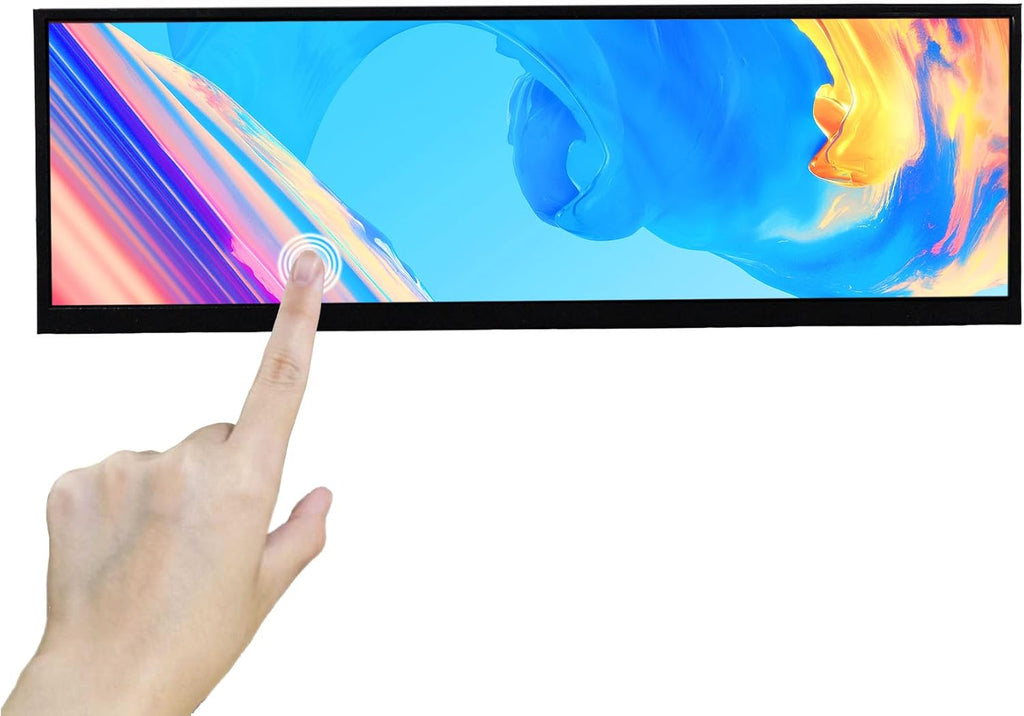 Portable Wide Bar Touch Monitor,14.5 inch 2560x720 2K 350nit IPS LCD Monitor,Type USB C Video Input,Metal Shell, Built in Dual Speakers
