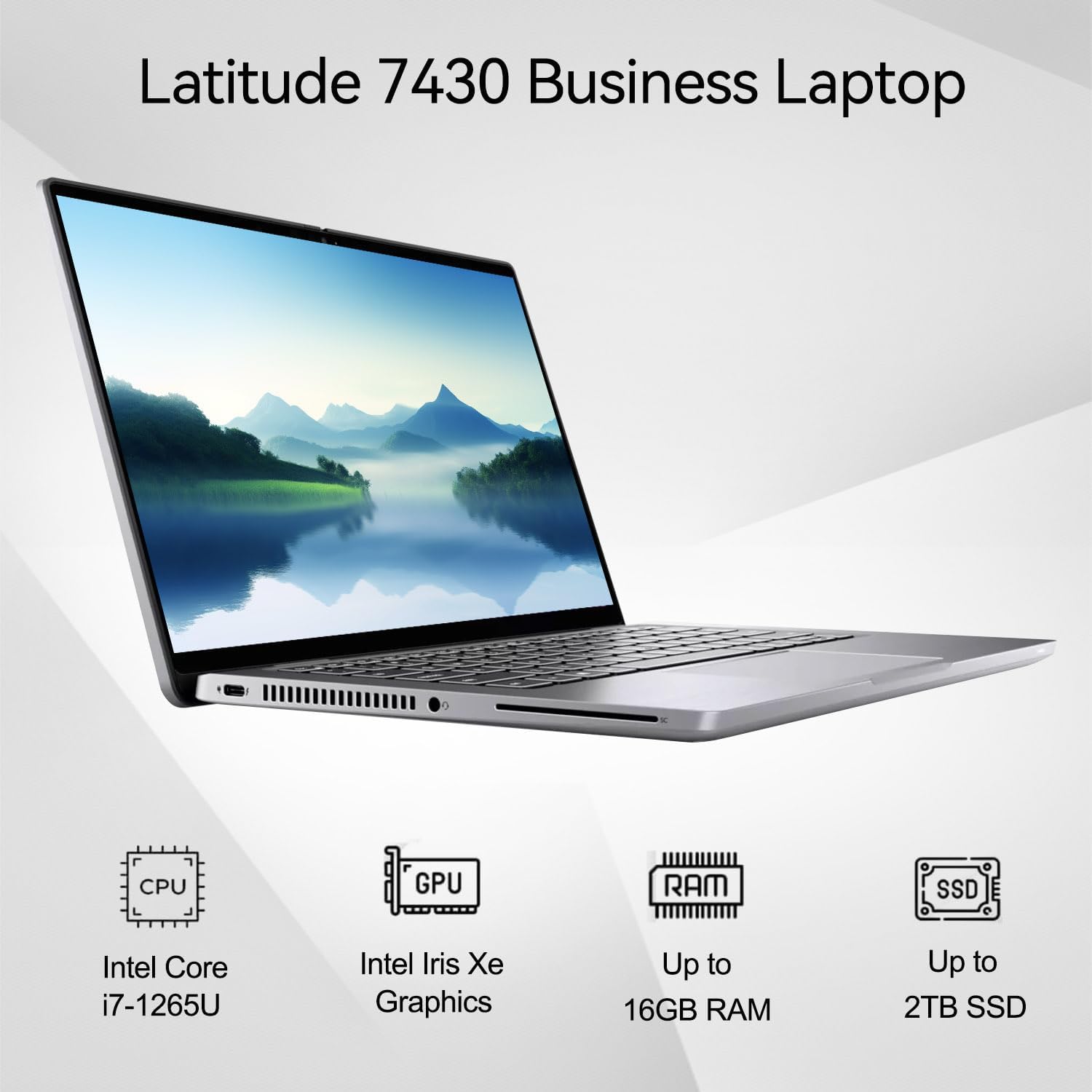 DELL Latitude 7430 Business Laptop, 14' FHD Touchscreen, Intel Core i7-1265U, 16GB RAM, 1TB SSD, Fingerprint Reader, Backlit Keyboard, IR Camera, HDMI, Wi-Fi 6, Windows 11 Pro, Grey