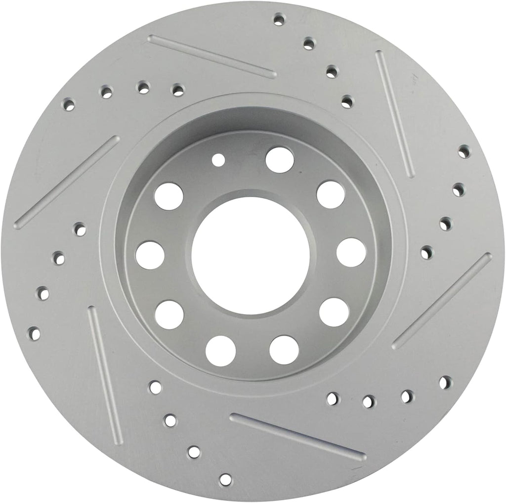 TRQ Performance Front and Rear Brake Rotor Set G Coated Drilled and Slotted Compatible with 2005-2010 Volkswagen Jetta 2008 Rabbit
