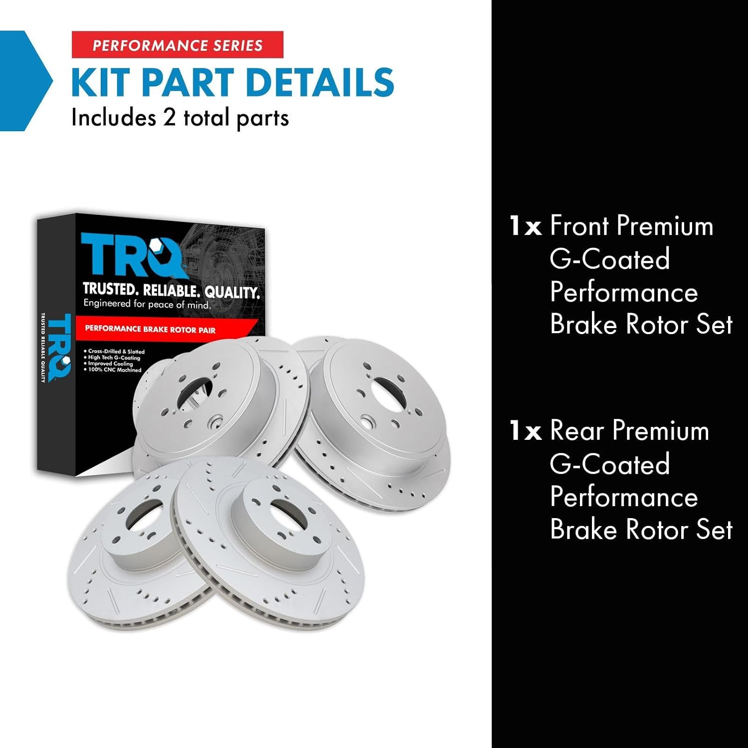 TRQ Performance Front and Rear Brake Rotor Set G Coated Drilled and Slotted Compatible with 2013-2016 Scion FR-S 2013-2023 Subaru BRZ 2017-2020 Toyota 86