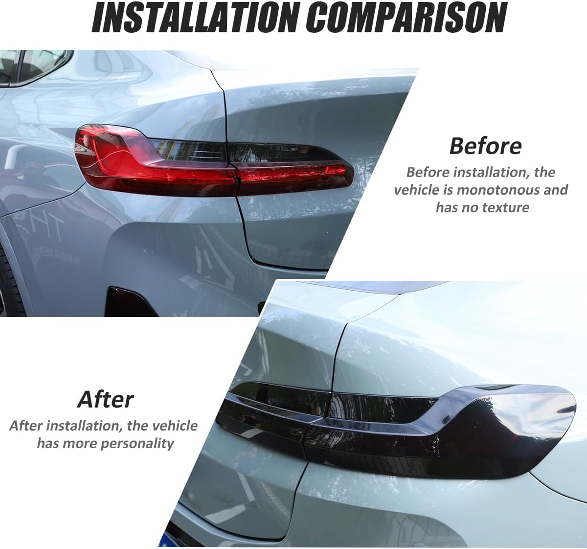 ABS Black Rear Tail Light Lens Taillight Kit Compatible with BMW X4 G02 X4 M 2019-2025 Car Exterior Taillight Protection Cover Accessories