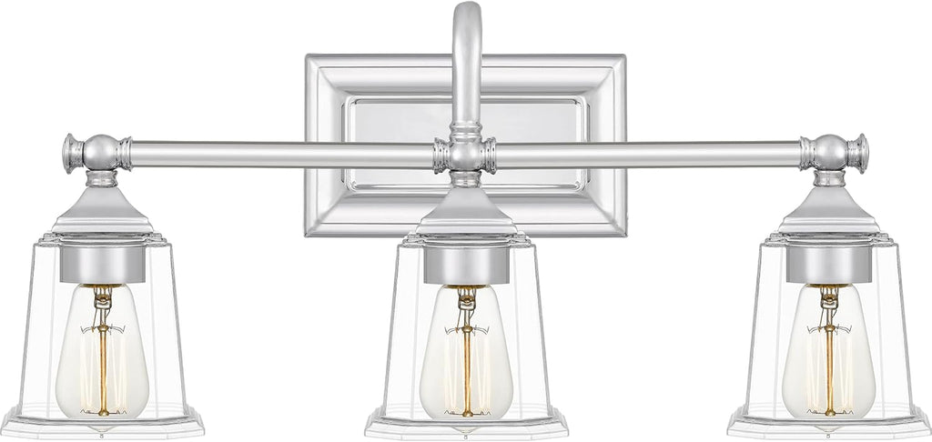 Quoizel Nicholas 22' Wide Polished Chrome 3-Light Bath Light
