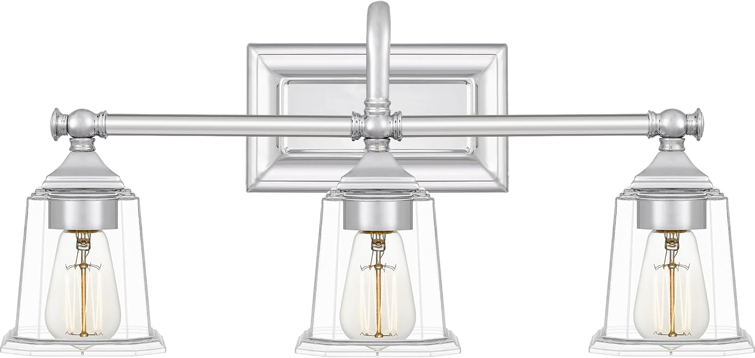 Quoizel Nicholas 22' Wide Polished Chrome 3-Light Bath Light