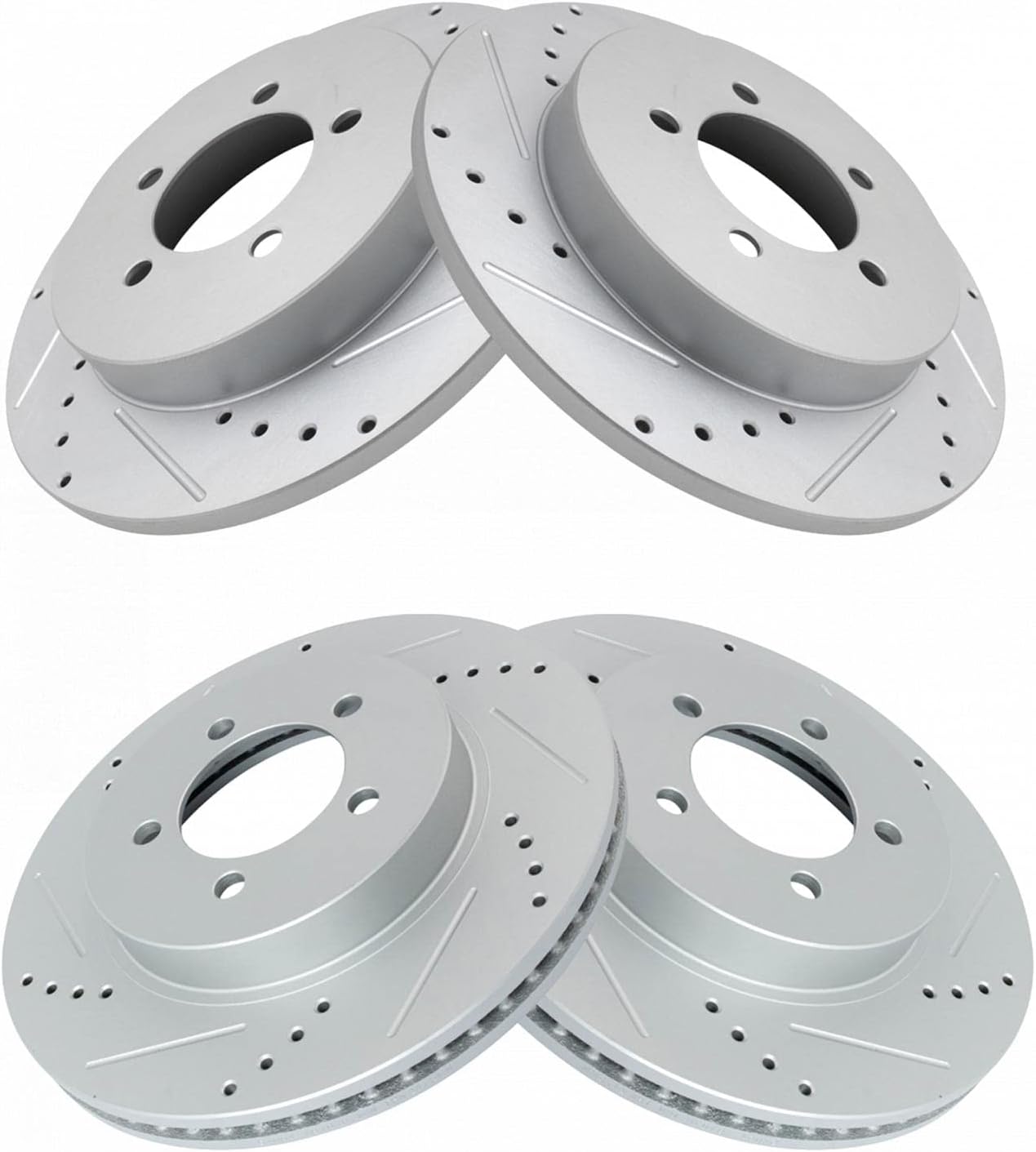 TRQ Performance Front and Rear Brake Rotor Set G Coated Drilled and Slotted Compatible with 2002-2005 Ford Explorer 2002-2005 Mercury Mountaineer