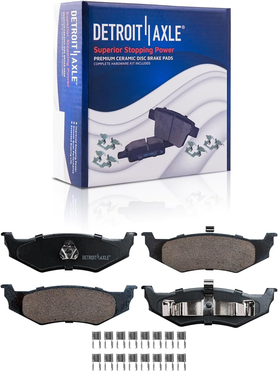 Detroit Axle - Brake Kit for 2001-2006 Dodge Stratus Chrysler Sebring Front & Rear Disc Brake Rotors Ceramic Brakes Pads 2002 2003 2004 2005 Replacement: 10.63' inch REAR Rotor