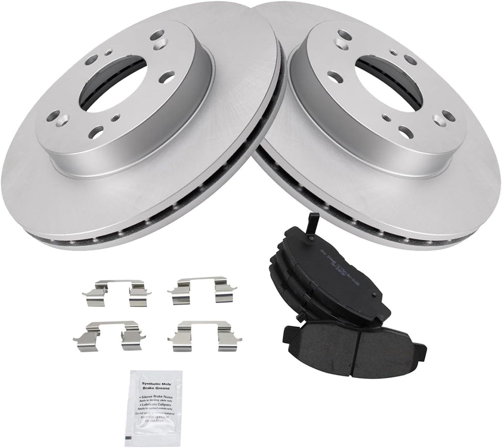 Front Brake Pad & Rotor Kit, with Chemical Kit Semi-Metallic Premium G-Coated Compatible with 2006-2011 Honda Civic