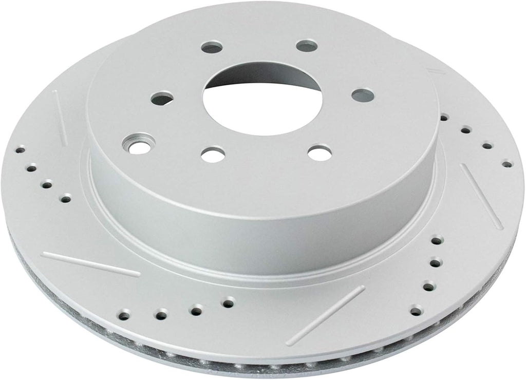 TRQ Performance Front and Rear Brake Rotor Set G Coated Drilled and Slotted Compatible with 2005-2012 Nissan Pathfinder