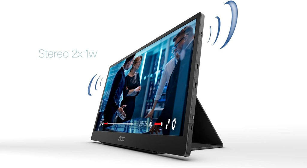 AOC 16T2 15.6' Full HD (1920 x 1080) Touch-Enabled Portable IPS Monitor, USB-C and Micro HDMI inputs, Built-in Battery, Stereo Speakers, SmartCover, AutoPivot, VESA for laptops, PC, Mac, Consoles