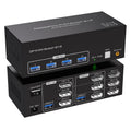 8K Triple Displayport USB 3.0 KVM Switch 3 Monitors 2 Computers 4K 144Hz 2x3 Triple Monitor HDMI DP KVM Switcher Keyboard Mouse(ZY-ASW232,EU Power Plug)
