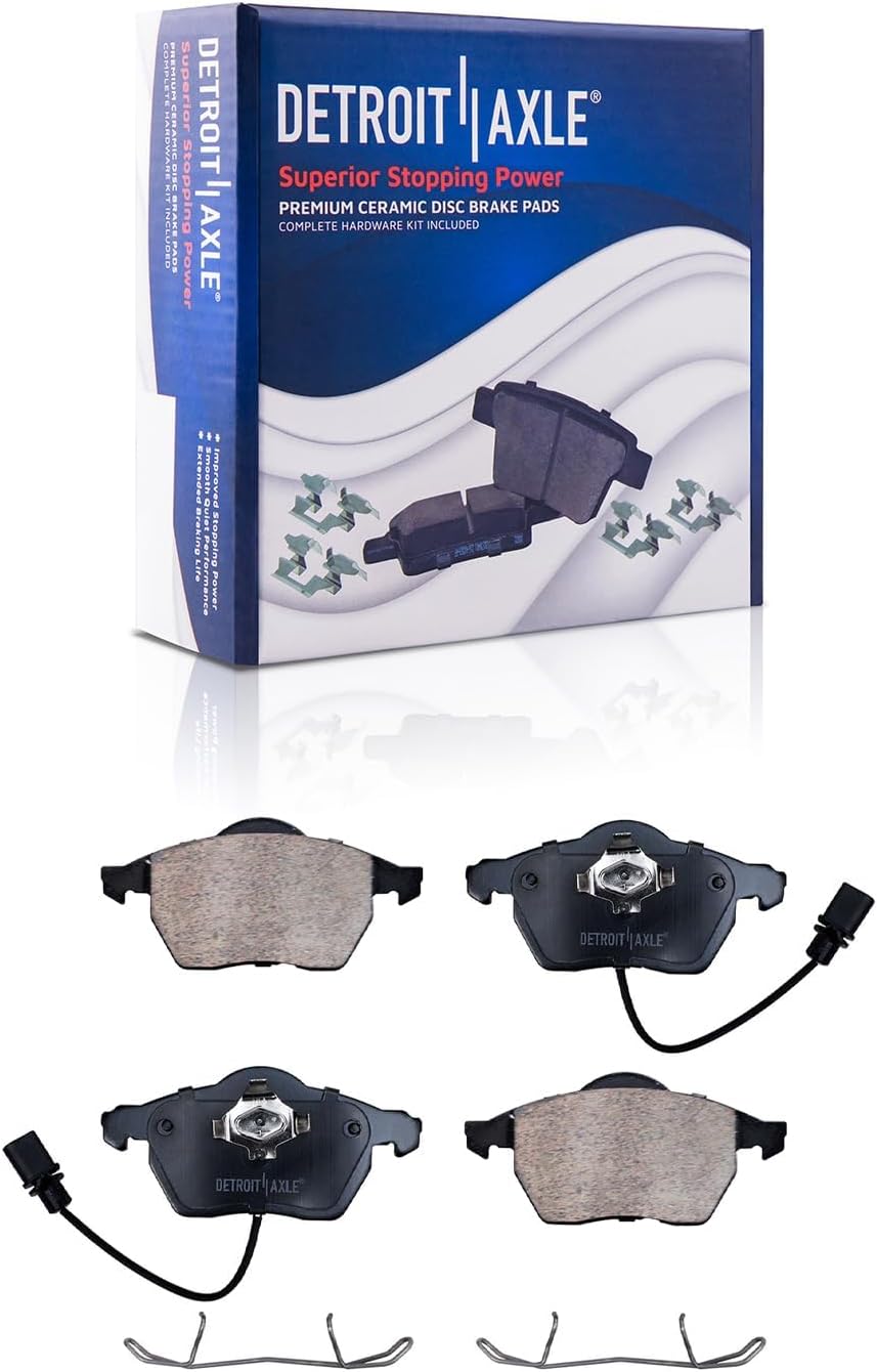 Detroit Axle - 2WD Brake Kit for 1998-2001 Audi A6, 2000-2003 Volkswagen Passat, Disc Brake Rotors Ceramic Brakes Pads Replacement: 11.34' inch Front and 9.65' inch Rear Rotors