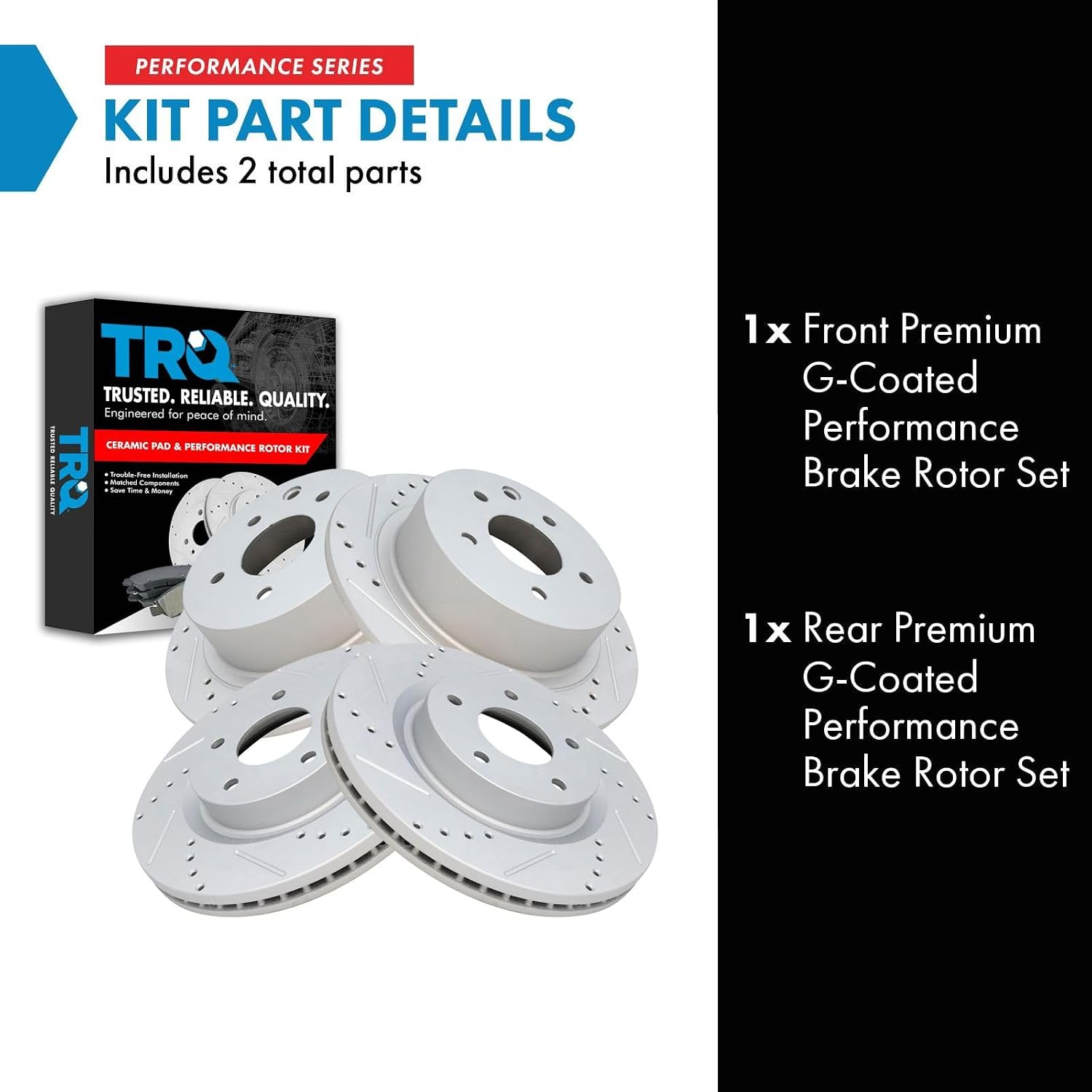 TRQ Performance Front and Rear Brake Rotor Set G Coated Drilled and Slotted Compatible with 2007-2024 Nissan Altima