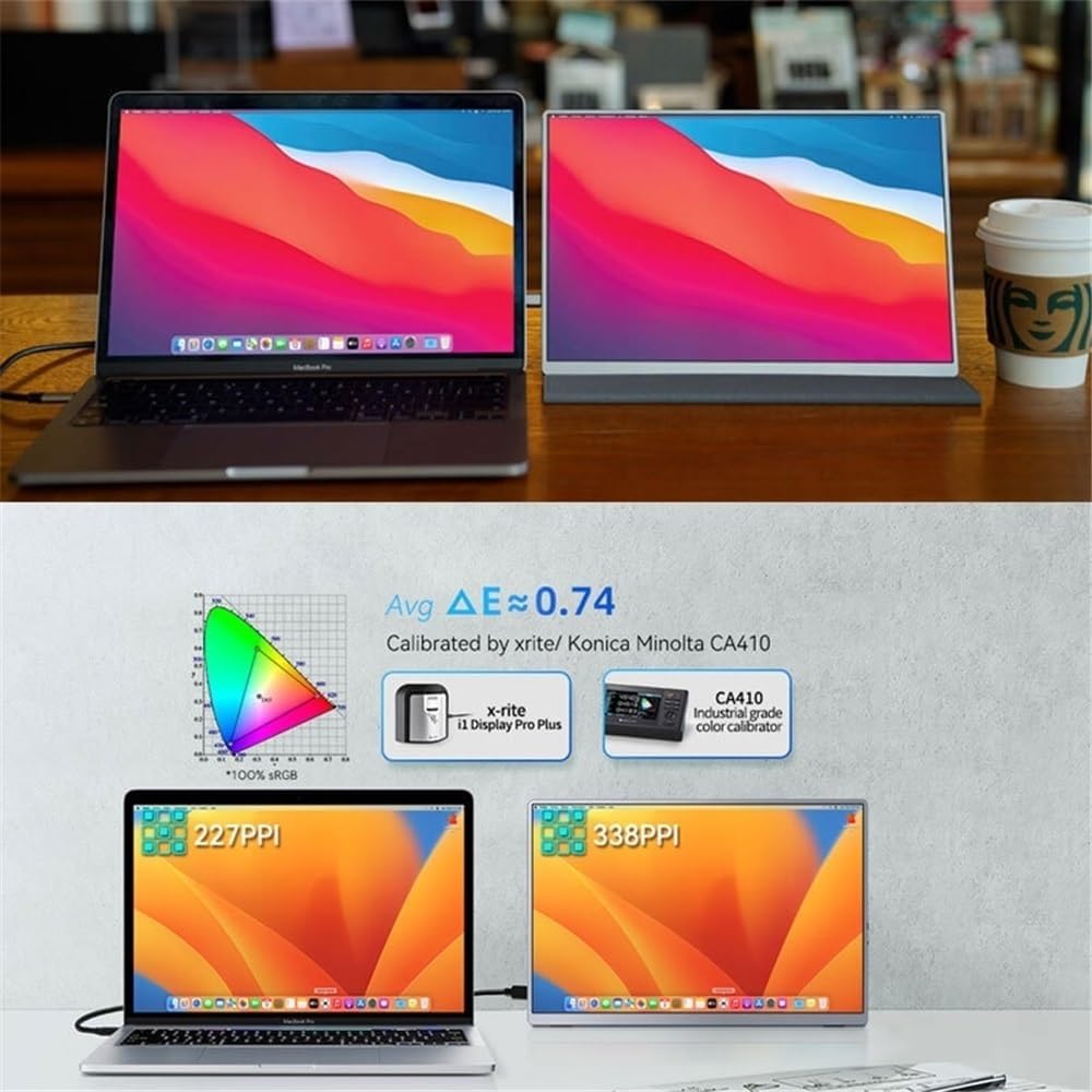 Portable Monitor for Laptop 13.4-inch 60Hz 500nits 4K Portable Display for Laptops Mobile Phones Game Consoles Extended Screen Portable Gaming Monitor