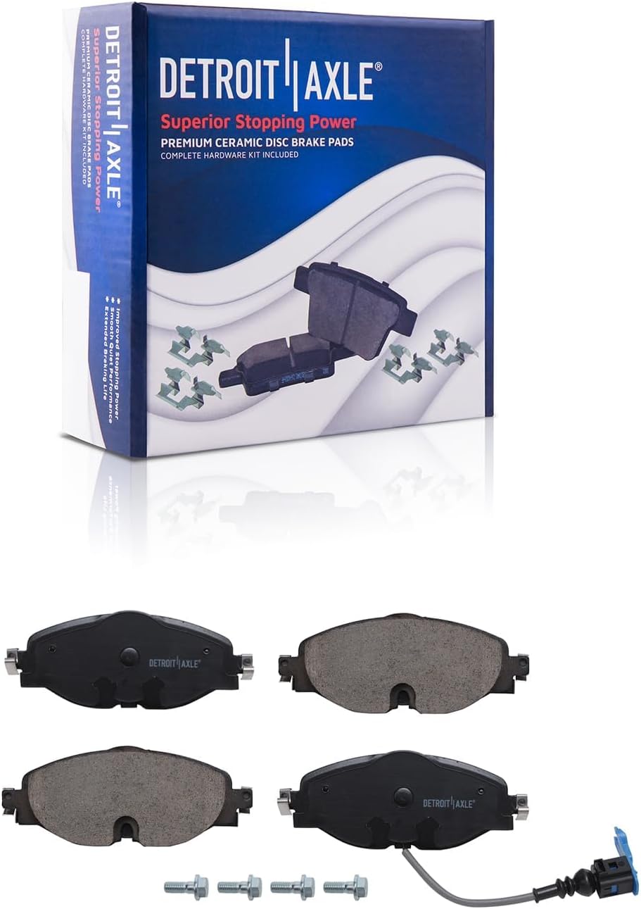 Detroit Axle - Front Brake Kit for Audi A3 TT Quattro Volkswagen Golf Alltrack GTI Disc Brakes Rotors Ceramic Brake Pads Replacement: 12.28' inch Rotor