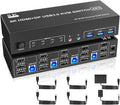 8K USB3.0 KVM Switch 3 Monitors 4 Computers, 2 DisplayPort +1 HDMI Triple Monitor for 4PC with Audio and 3 USB 3.0(AU Power Adapter)