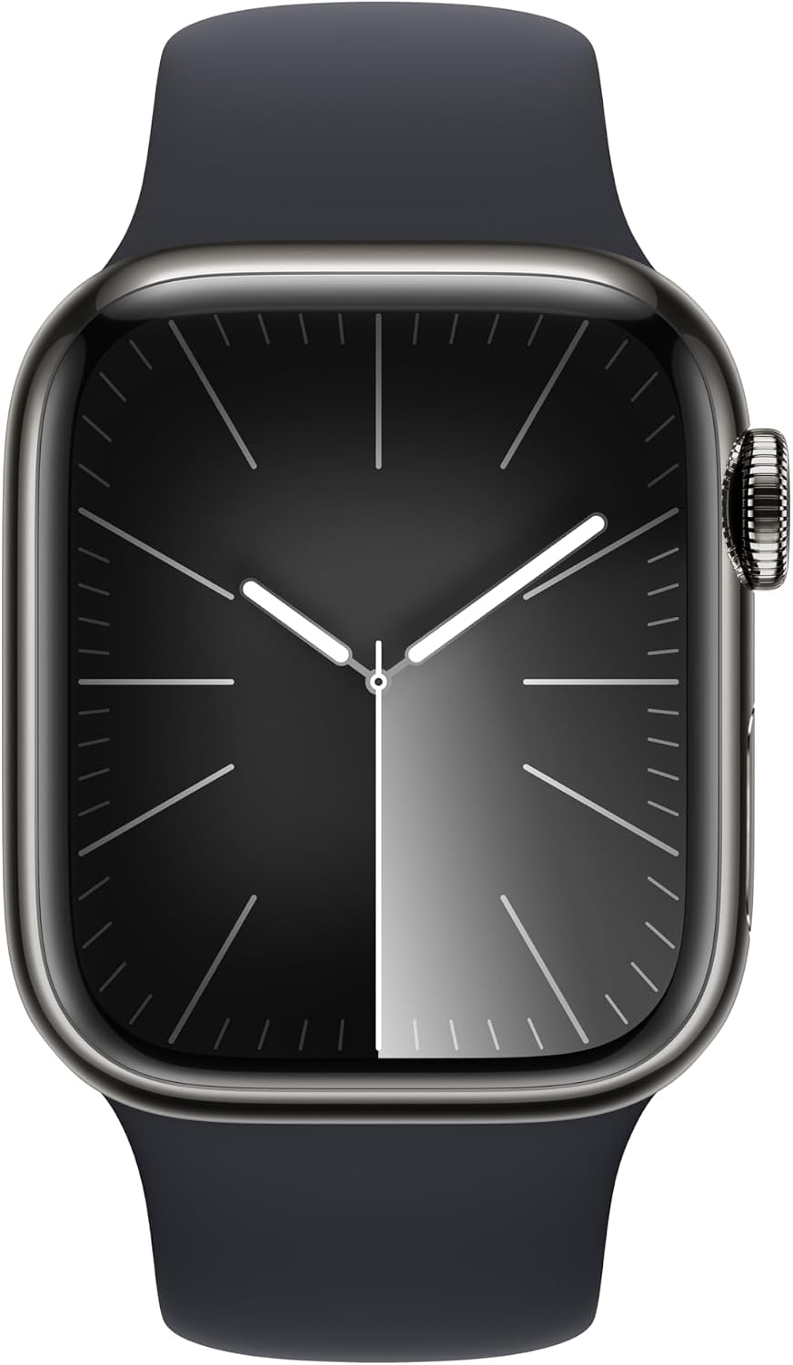 Apple Watch Series 9 [GPS + Cellular, 41mm] - Graphite Stainless Steel Case with Midnight Sport Band, S/M (Renewed Premium)