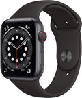 Apple Watch Series 6 (GPS + Cellular, 44MM) - Space Black Titanium Case with Black Sport Band (Renewed)