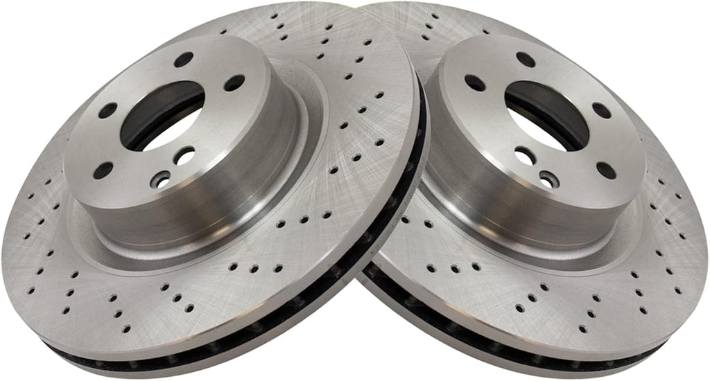 TRQ Front Brake Pad and Rotor Set Semi Metallic Vented Rotors Compatible with 2000-2002 Mercedes-Benz CL500 2000-2003 S430 S500